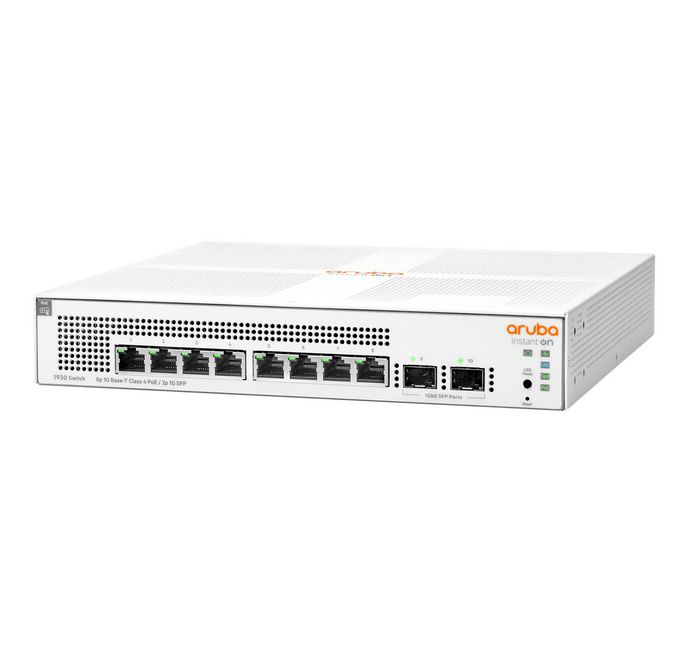 Hewlett Packard Enterprise Commutateur réseau Aruba Instant On 1930 8 ports Gigabit PoE+ Classe 4 (124W) avec 2 emplacements SFP pour fibre