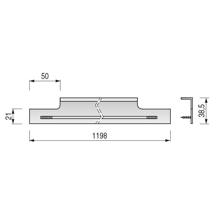 Viefe Walter 1198 Tirador de Embutir Aluminium Finition Inox Cepillado 21mm