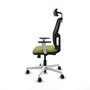 Chaise Alfera Synchrone/Traslack Maille/tissu Vert olive Maille Noir Structure polyamide blanc Accoudoirs noirs et blancs Appui-tête 2D Roulettes 65mm nylon