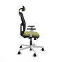 Chaise Alfera Synchrone/Traslack Maille/tissu Vert olive Maille Noir Structure polyamide blanc Accoudoirs noirs et blancs Appui-tête 2D Roulettes 65mm nylon