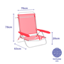 Marbueno 10358 Silla Plegable Aluminio Coral 5 Posiciones 63x76x78 cm Plage Piscine