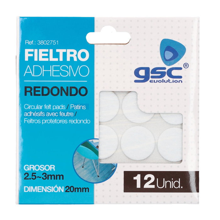 GSC Evolution Set de 12 feutres adhésifs ronds Ø20mm - Blanco