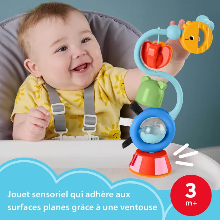 Fisher Price Hochet Multi Activités avec Ventouse - Balles à Billes, Hochet à Clic et Carillon