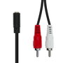 ProXtend Câble Mini-Jack 3-Pin vers 2 x RCA Femelle-Mâle Noir 20 cm - Connecteur Audio