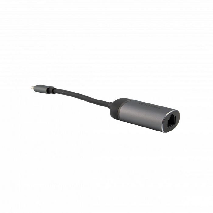 Verbatim Adaptateur USB-C vers RJ-45 Gigabit Ethernet, Design Métal Brossé Portable pour Ordinateur Portable et MacBook