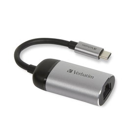 Verbatim Adaptateur USB-C vers RJ-45 Gigabit Ethernet, Design Métal Brossé Portable pour Ordinateur Portable et MacBook
