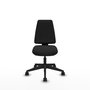 Chaise Elche Asynchrone Cuir écologique Noir Base pyramidale noire Sans accoudoirs Sans appui-tête Roulettes 65mm nylon