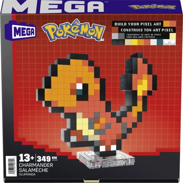 MEGA Coffret de construction rétro Pokémon Salamèche 349 pièces - HTH76 - Figurine Pixel Art