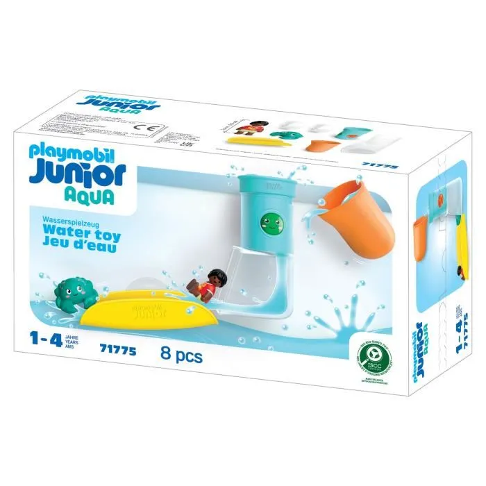 Playmobil 71775 Toboggan avec réservoir d'eau - Jouet aquatique avec personnage et accessoires - 8 pièces - Pour enfants dès 12 mois