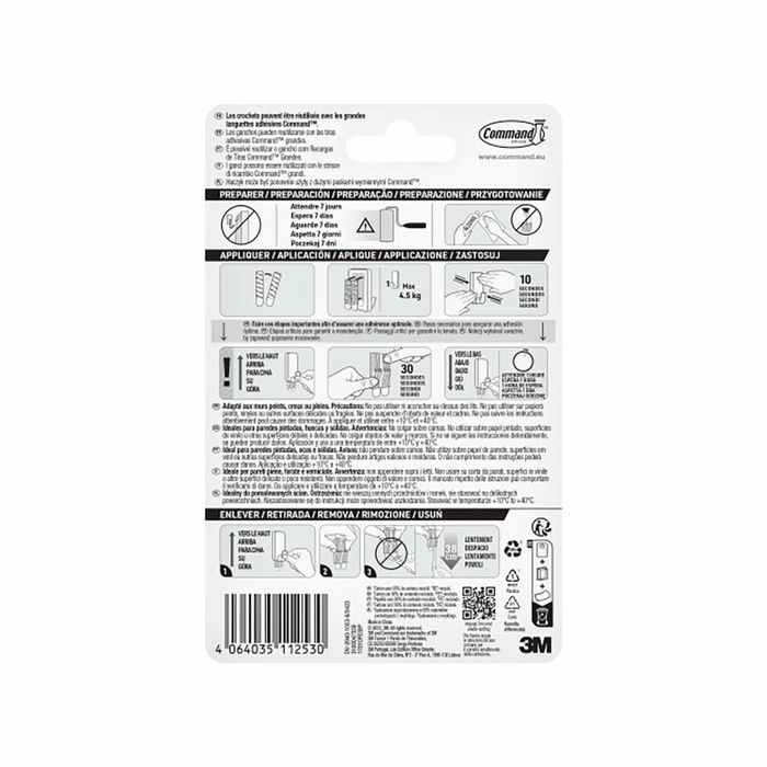 Crochet pour suspendre 3M 4,5 Kg Blanc Plastique (1 Unité)