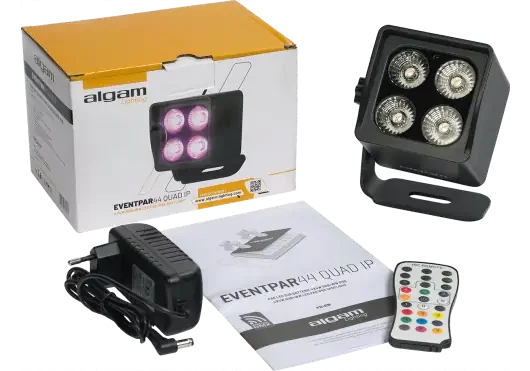 ALGAMLIGHT EVENT PAR 44 QUAD IP : Projecteur LED 4x4W RGB+WW, IP65, avec Batterie et W-DMX