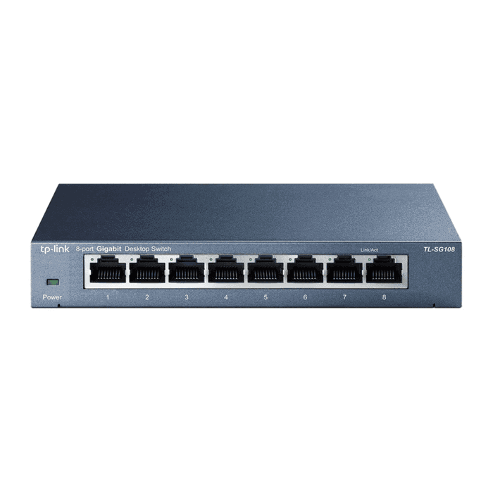 TP-LINK Switch Gigabit 8 ports TL-SG108, Desktop, Sans-Fil, Boîtier métal, Noir TP-LINK Switch Gigabit 8 ports TL-SG108, Desktop, Sans-Fil, Boîtier métal, Noir
