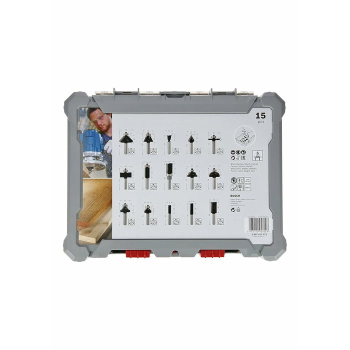 Bosch Professional Coffret de 15 fraises mixtes à queue de 6 mm