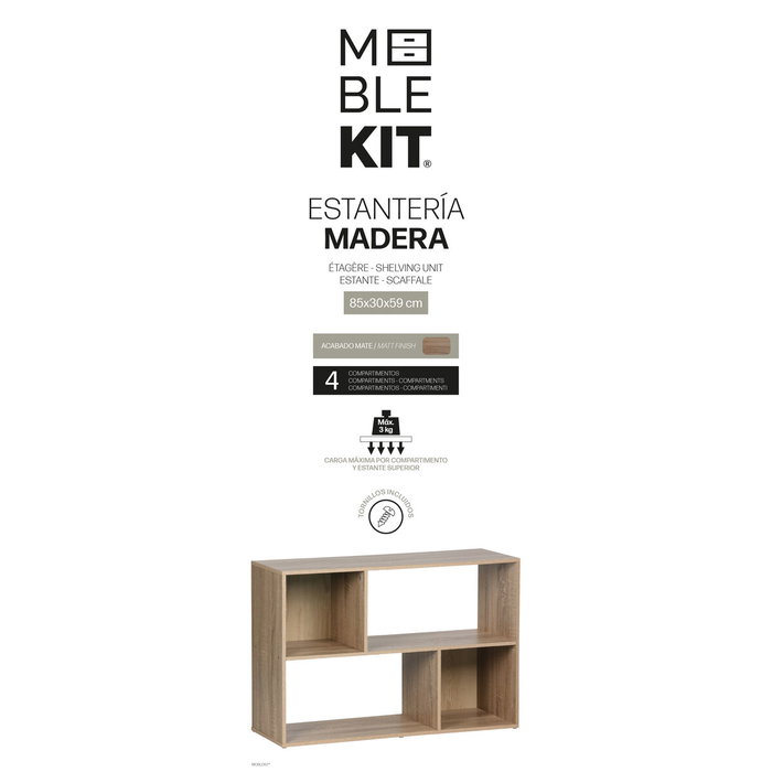 MobleKit Étagère Marron Bois 85 x 30 x 59 cm MobleKit Étagère Marron Bois 85 x 30 x 59 cm