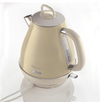 Ariete 2869/03 Bouilloire vintage sans fil 1,7L couleur beige - Filtre métal, auto-extinction, base rétro