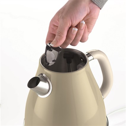 Ariete 2869/03 Bouilloire vintage sans fil 1,7L couleur beige - Filtre métal, auto-extinction, base rétro