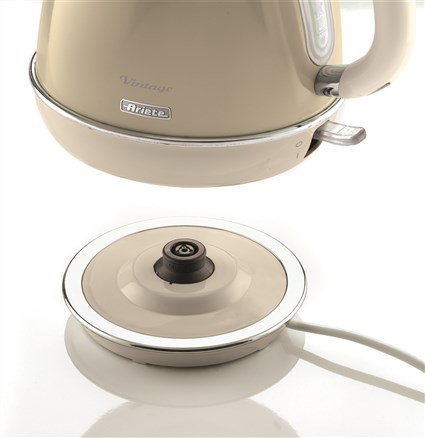 Ariete 2869/03 Bouilloire vintage sans fil 1,7L couleur beige - Filtre métal, auto-extinction, base rétro