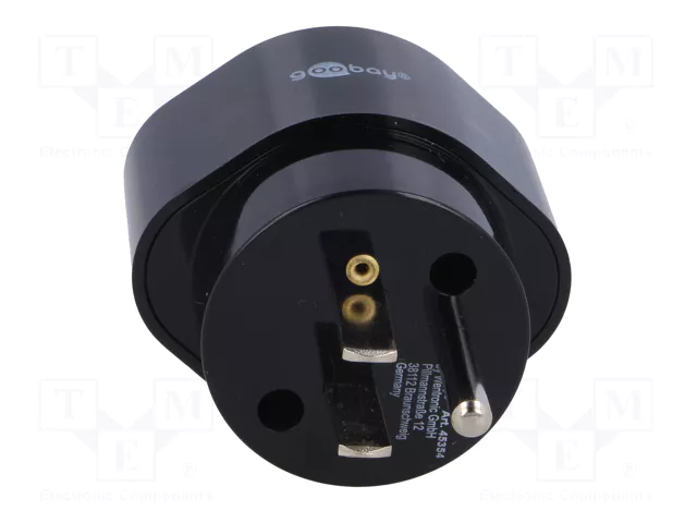 GOOBAY Adaptateur de voyage avec mise à la terre, noir