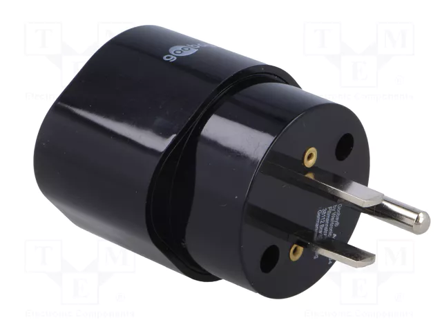 GOOBAY Adaptateur de voyage avec mise à la terre, noir