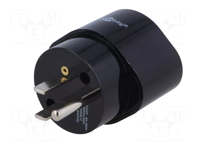 GOOBAY Adaptateur de voyage avec mise à la terre, noir