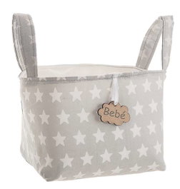 Creaciones Llopis - Panier avec anses motifs étoiles gris - 17 x 13,5 x 20 cm - En polyester