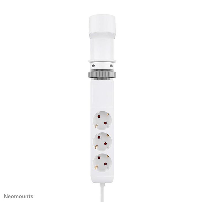 Neomounts DS22-840WH6 VOLT Prise de Bureau avec Pince, 2x USB-C 20W, 1x USB-A 18W, 3 Prises 230V Type F 3680W, Charge Rapide, Cordon 1,4m - Blanc