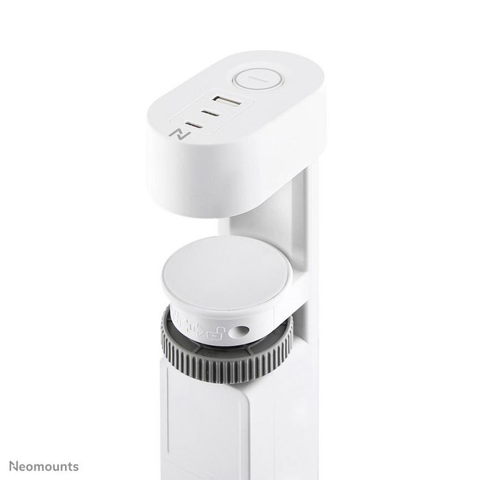 Neomounts DS22-840WH6 VOLT Prise de Bureau avec Pince, 2x USB-C 20W, 1x USB-A 18W, 3 Prises 230V Type F 3680W, Charge Rapide, Cordon 1,4m - Blanc