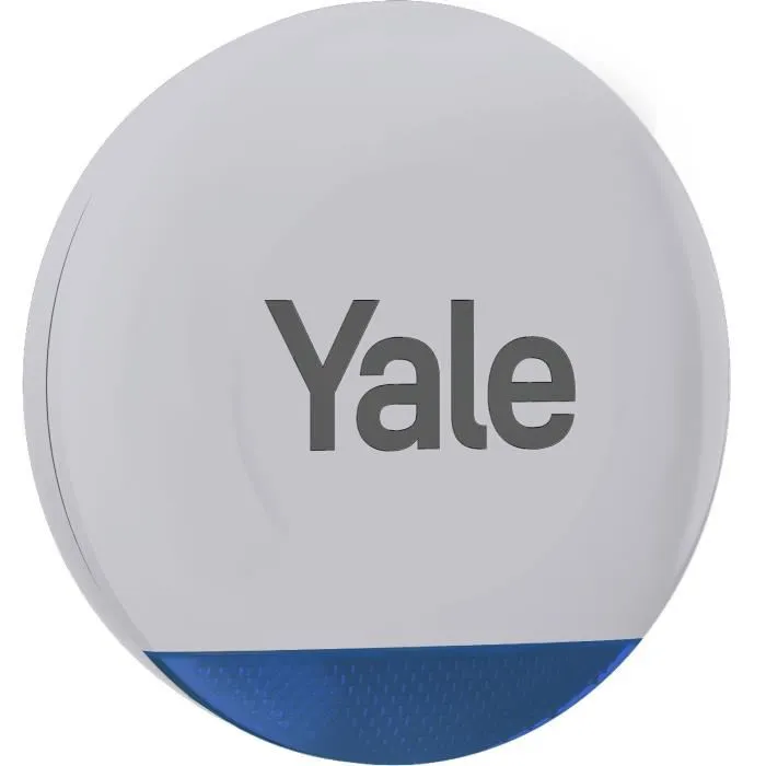 Yale - Sirène extérieure d'alarme intelligente 100 dB avec LED clignotantes, portée 1 km, gris
