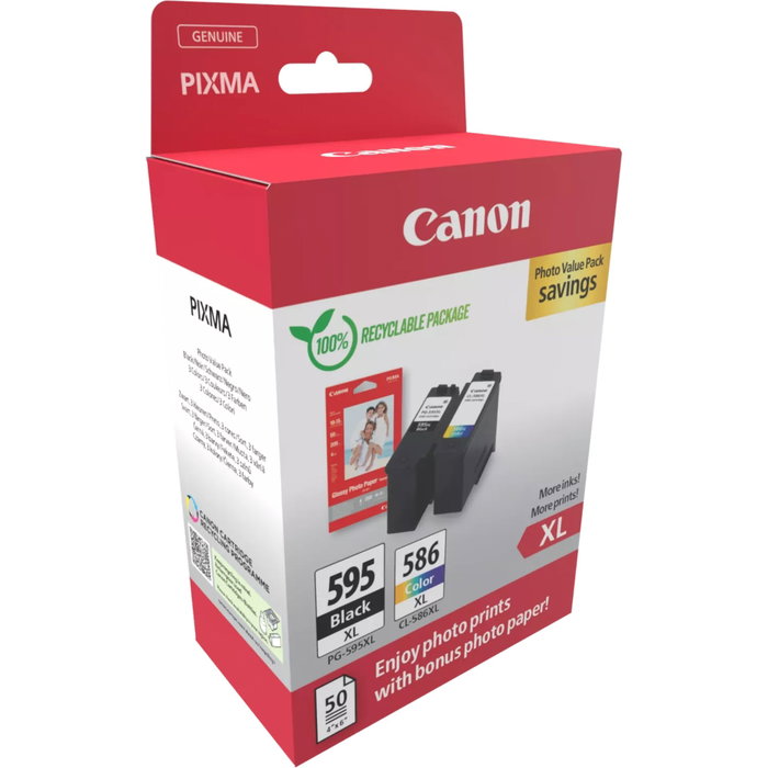 Canon Multipack PG-595XL / CL-586XL avec 50 feuilles de papier photo 10x15 cm Canon Multipack PG-595XL / CL-586XL avec 50 feuilles de papier photo 10x15 cm