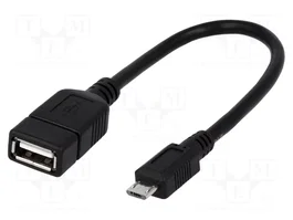 Logilink Câble USB 2.0 OTG USB A socle vers USB B micro prise, 0,2m, noir