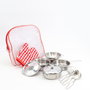 Tachan - Sac à dos transparent avec set de cuisine jouet en acier 11 pièces - Casseroles, poêles, écumoire, gant - À partir de 3 ans