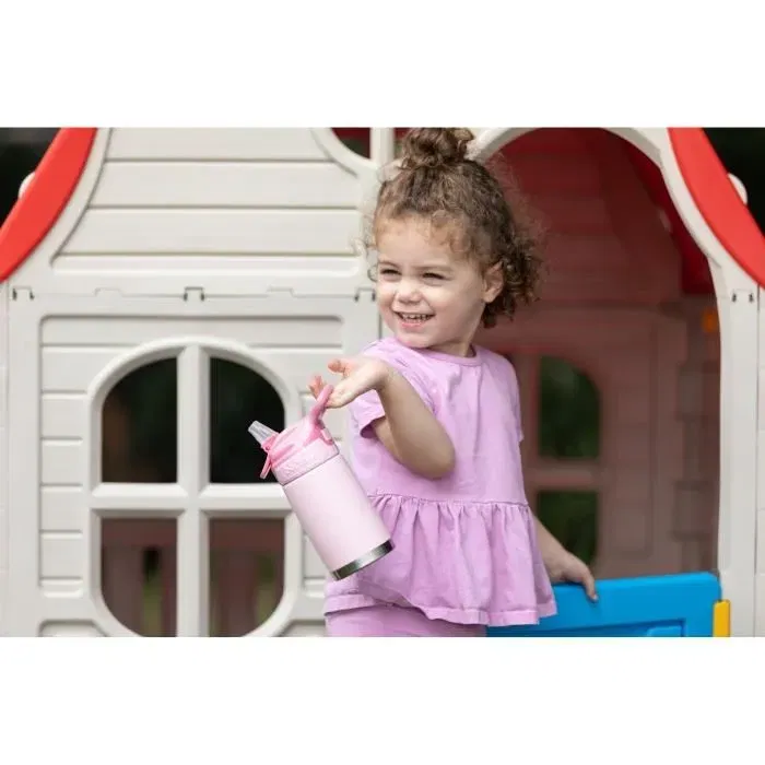 Nuby Gourde Isotherme Réflex Flip-it 300 ml - Bec en Silicone Doux - Acier Inoxydable - Rose - Pour Enfants - Garde au Frais