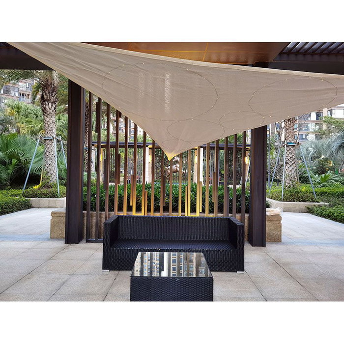 Voile d'ombrage Beige 3 x 3 x 3 m Lumière LED Extérieur Solaire Auvent Voile d'ombrage Beige 3 x 3 x 3 m Lumière LED Extérieur Solaire Auvent