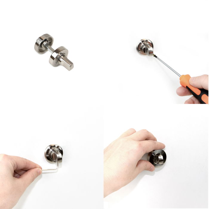 Emuca Lot de 5 condamnations avec rosace ronde pour portes intérieures, diamètre 35mm, Zamak, Nickel satiné