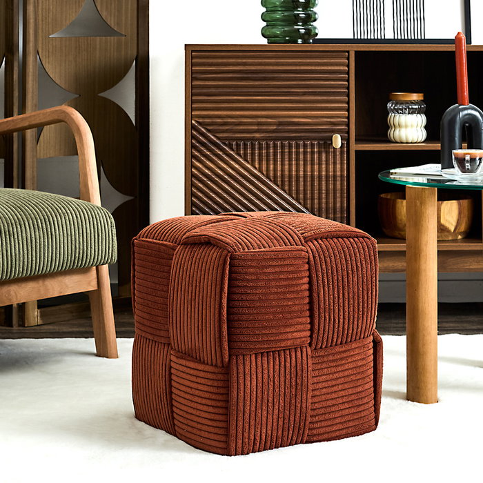 Home Deco Factory Pouf Tressé Scott Terracotta