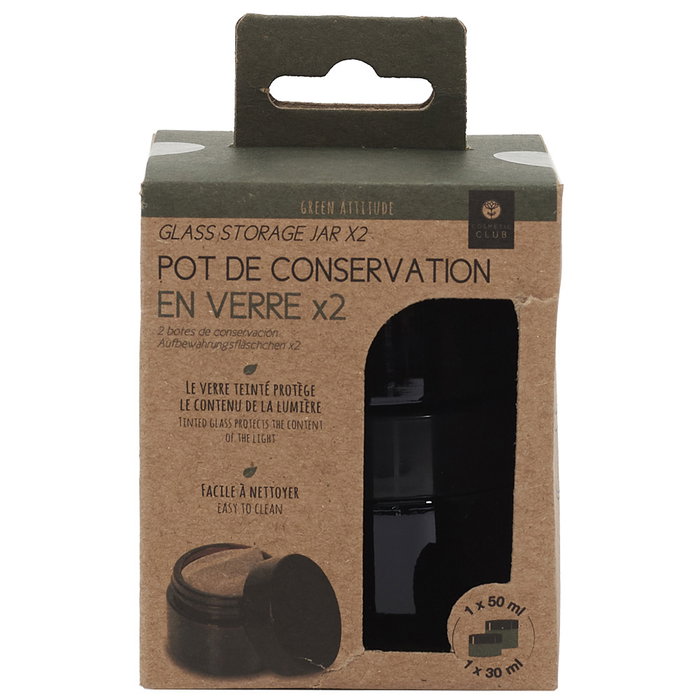 Cosmetic Club Lot de 2 Bocaux en Verre Teinté 50-30 ml Cosmetic Club Lot de 2 Bocaux en Verre Teinté 50-30 ml
