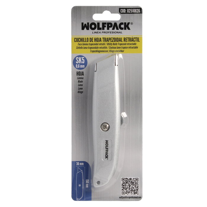 WOLFPACK LINEA PROFESIONAL Cutter avec lame trapézoïdale en acier SK5