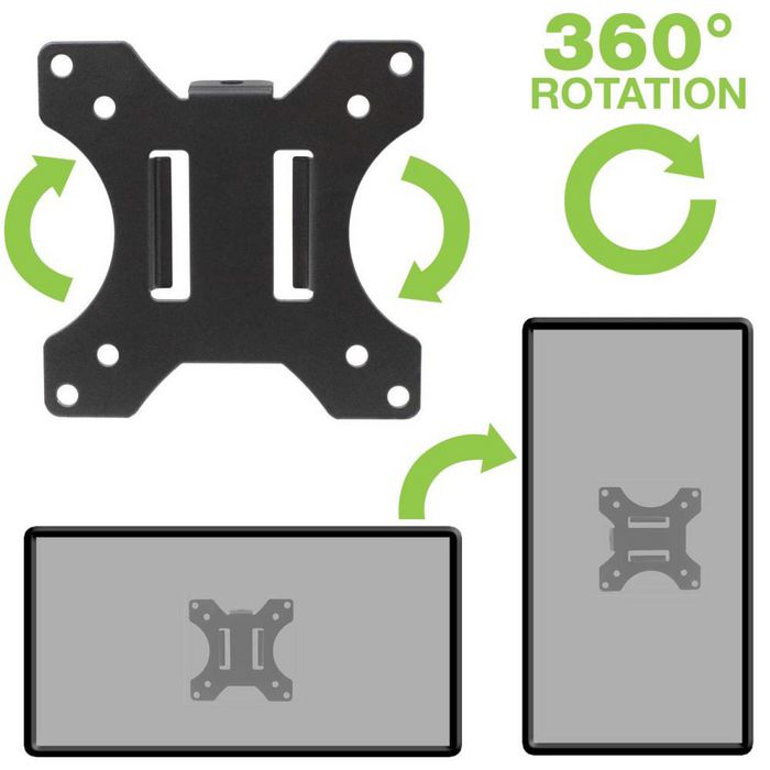 Techly Bras de support de moniteur ou TV pour poteaux 28-60 mm, compatible VESA 75x75/100x100, 13 à 30 pouces, jusqu'à 10 kg