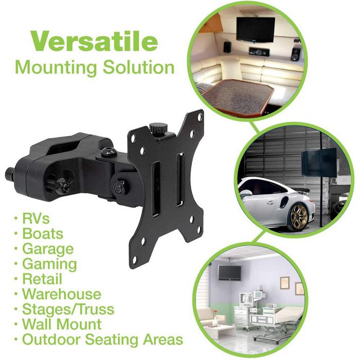 Techly Bras de support de moniteur ou TV pour poteaux 28-60 mm, compatible VESA 75x75/100x100, 13 à 30 pouces, jusqu'à 10 kg