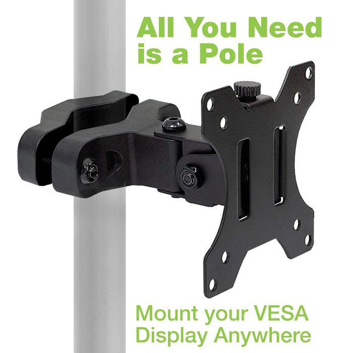 Techly Bras de support de moniteur ou TV pour poteaux 28-60 mm, compatible VESA 75x75/100x100, 13 à 30 pouces, jusqu'à 10 kg