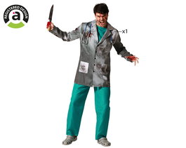 Disfraz Déguisement de Médecin Zombie Adulte Taille M-L avec Barte Ensangrentée en Polyester Vert - Costume Halloween Homme 2025