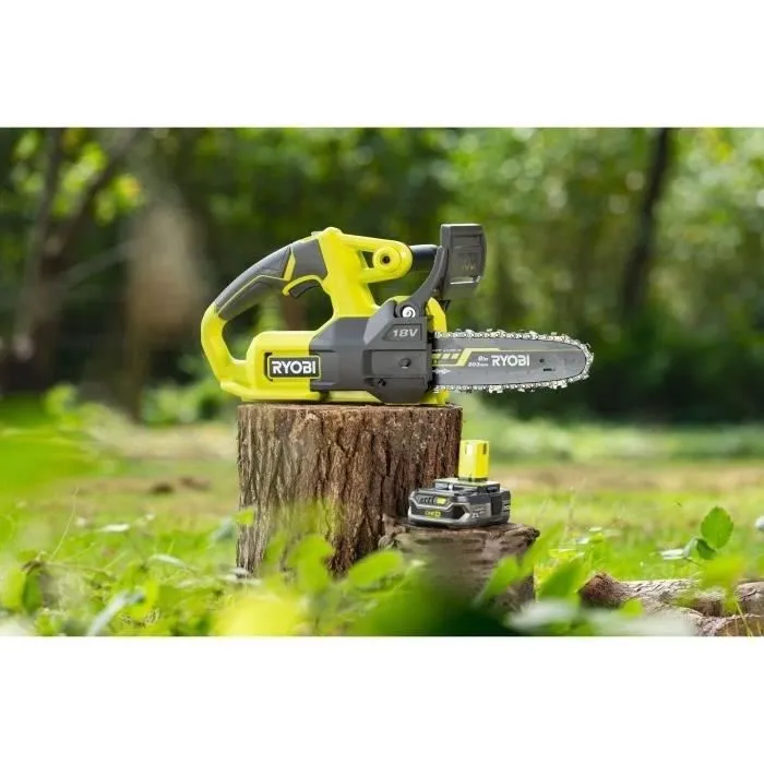 Ryobi - Tronçonneuse sans fil compacte 18V ONE+ RY18CS20A-125 - Guide 20 cm - Vitesse 4,6 m/s - Avec batterie 2,5 Ah et chargeur