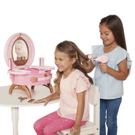 JAKKS PACIFIC - Set de coiffure de voyage Princesses Disney, avec miroir, lisseur, boucleur, sèche-cheveux, brosse et accessoires, sur piles