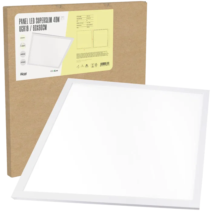 BX3 LIGHT Panel LED Superslim 48W 4800Lm 60x60 cm UGR<19 40000H Blanc Neutre 4200K - BX3-PL-595-48-W