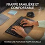 Logitech Wave Keys - Clavier ergonomique sans fil AZERTY avec repose-poignets - Confort et position naturelle pour la frappe