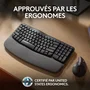 Logitech Wave Keys - Clavier ergonomique sans fil AZERTY avec repose-poignets - Confort et position naturelle pour la frappe
