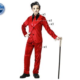 Costume de vampire rouge pour garçon 3-4 ans avec veste et cravate - Idéal pour Halloween, fêtes et théâtre