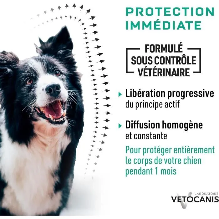 Vetocanis Pipette Anti-Puces, Tiques et Moustiques pour Grand Chien - Répulsif à l'Extrait de Margosa d'Origine Végétale - Protection 1 Mois