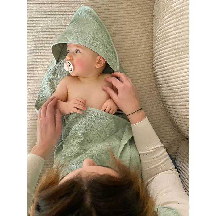 Candide Drap de bain XXL Parent/Bébé - Cape et tablier 2-en-1 - Vert d'eau - 100x100 cm - De la naissance à 2 ans