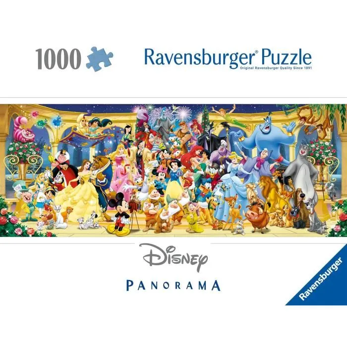Ravensburger Puzzle 1000 pièces - Panorama Photo de Groupe des Personnages Disney - À partir de 14 ans - Réf. 12000444